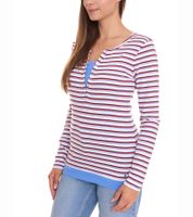 Maglia donna AjC maniche lunghe con pizzo, maglia attillata in cotone 12726709 bianco/blu/rosso