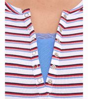 Maglia donna AjC maniche lunghe con pizzo, maglia attillata in cotone 12726709 bianco/blu/rosso