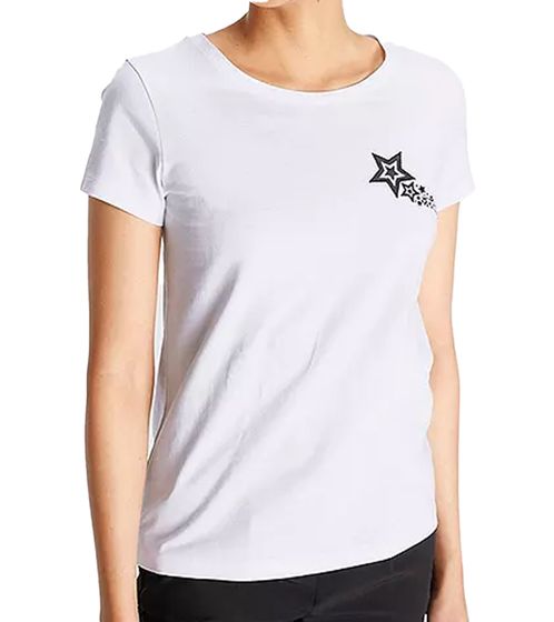 AjC T-shirt cotton shirt with star print round neck shirt T-shirt 37896048 white