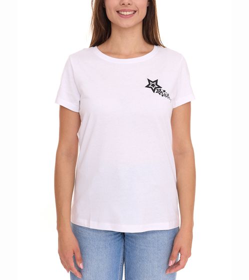 AjC T-Shirt Chemise en coton avec imprimé étoiles T-Shirt à col rond 37896048 Blanc