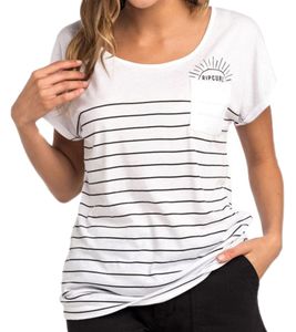 Rip Curl Low Tide Tee maglietta da donna alla moda a maniche corte GTEUQ4 White 1000 White/Black