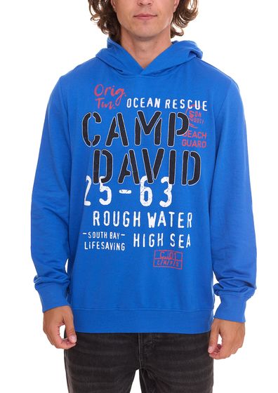 CAMP DAVID Sweat-shirt pour hommes avec partie en coton, pull à capuche édition limitée de Dieter Bohlen chemise à manches longues bleu