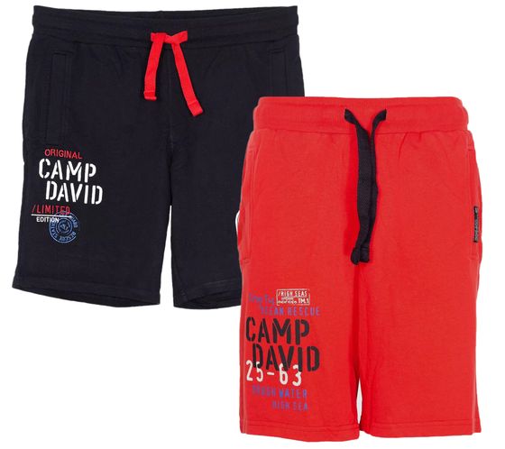 CAMP DAVID pantaloncini da uomo in felpa con contenuto di cotone, pantaloncini estivi in ​​edizione limitata di Dieter Bohlen neri o rossi