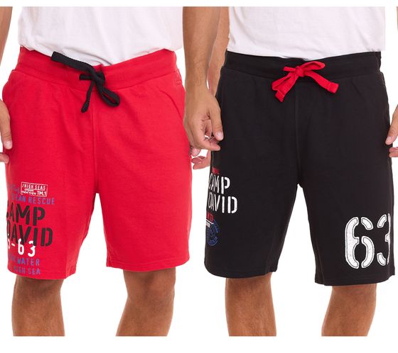 Pantalón corto deportivo para hombre CAMP DAVID con contenido de algodón, pantalón corto de verano de edición limitada de Dieter Bohlen en negro o rojo