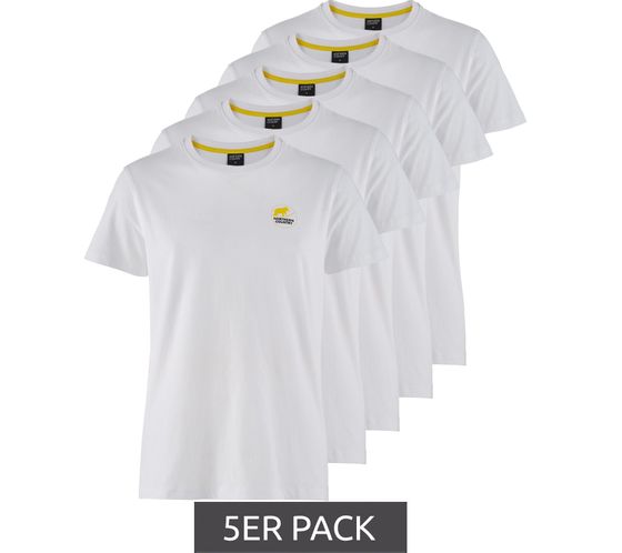 5er Pack NORTHERN COUNTRY Herren T-Shirt modisches Baumwoll-Shirt mit Logo-Print 40146 Weiß/Gelb