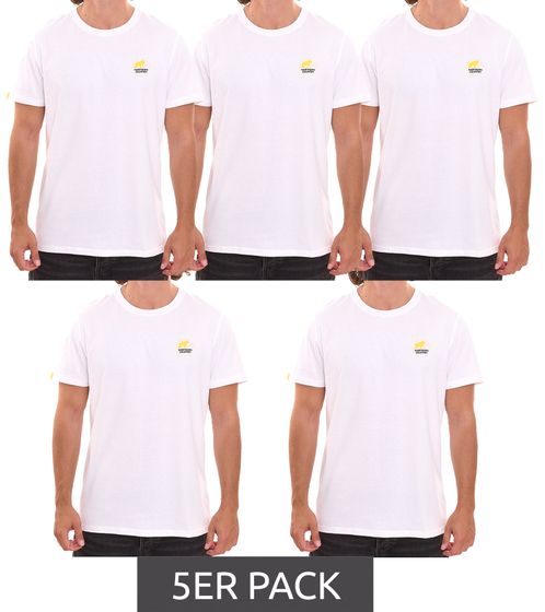 Pack of 5 NORTHERN COUNTRY men's T-shirts, fashionable cotton shirts with logo print 40146 white/yellow