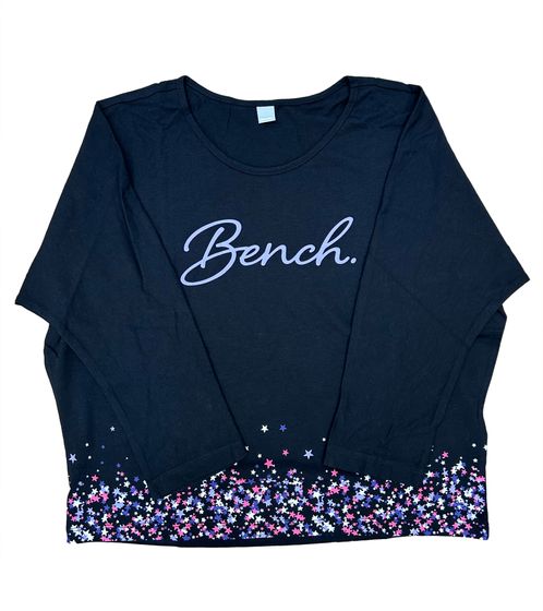 Banc. Chemise en coton pour fille, chemise à manches courtes avec imprimé étoiles sur le devant 92930529 noir/violet