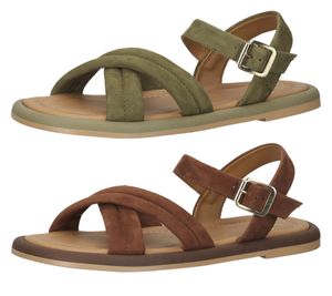 SANSIBAR Damen Echtleder-Schuhe im Ethno-Look Sommer-Sandale Grün oder Braun