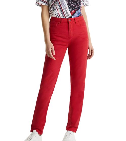 ESPRIT Vaqueros tapered de mujer Pantalón vaquero de 5 bolsillos de algodón orgánico 010EE1B315 B02 610 rojo