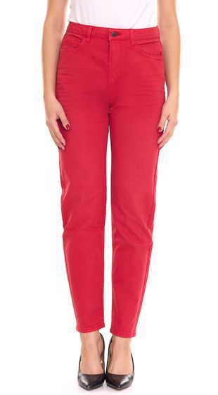 ESPRIT Vaqueros tapered de mujer Pantalón vaquero de 5 bolsillos de algodón orgánico 010EE1B315 B02 610 rojo