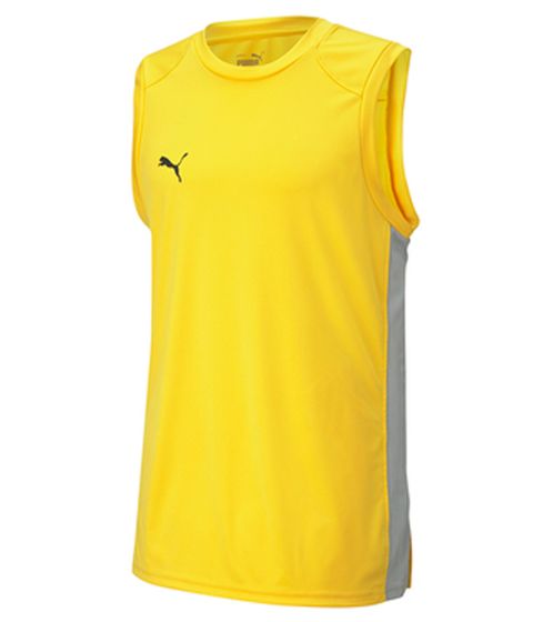 PUMA Basketball Game Jersey Camiseta sin mangas para hombre con inserciones de malla Camiseta deportiva 605069 04 Amarillo/Gris