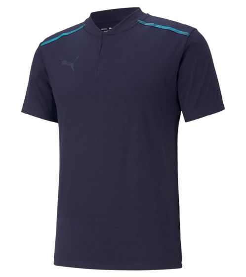 PUMA teamCUP Casuals Men's Polo Shirt with Short Stand-Up Collar Sports Shirt 656742 02 Blue