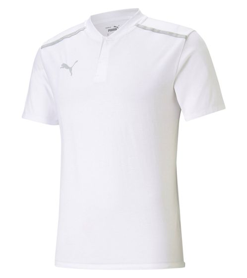 PUMA teamCUP Casuals Herren Polo-Shirt mit kurzem Stehkragen Sport-Shirt 656742 04 Weiß