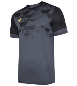 umbro men's training shirt round neck shirt with geometric pattern sports shirt 65712U AMV gray/black