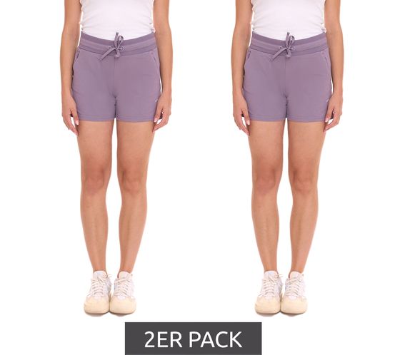 Lot de 2 shorts femme FAYN SPORTS pantalon court en coton avec cordon de serrage short de sport 34833164 lilas foncé