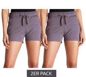 2er Pack FAYN SPORTS Damen Shorts kurze Baumwoll-Hose mit Tunnelzug Sport-Shorts 34833164 Dunkel-Flieder