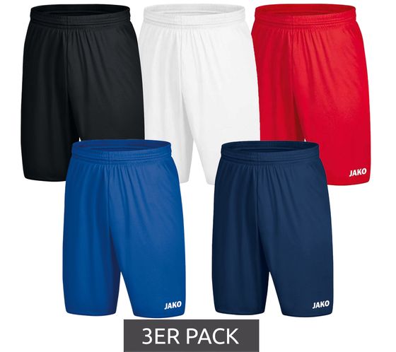 Pack de 3 pantalones cortos de entrenamiento JAKO Manchester 2.0 pantalones cortos deportivos para hombre sin calzoncillo interior Fitness 4400 blanco, azul, rojo o negro