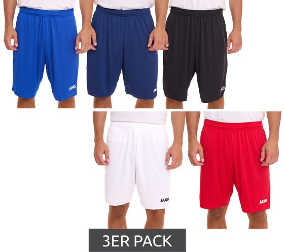 Pack de 3 shorts d'entraînement JAKO Manchester 2.0 short de sport homme sans slip intérieur Fitness 4400 blanc, bleu, rouge ou noir