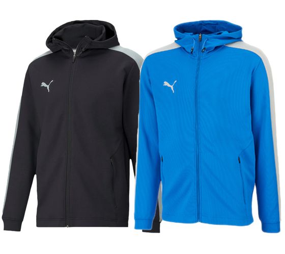 Chaqueta con capucha para hombre PUMA, chaqueta deportiva, chaqueta de baloncesto 605072 azul/gris o negro/gris