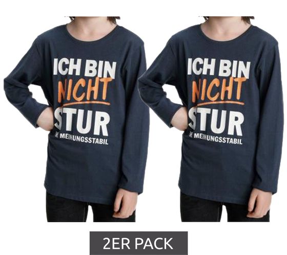 2er Pack KIDSWORLD Jungen Baumwoll-Pullover Langarm-Shirt mit großem Frontprint 47639614 Dunkelblau/Weiß/Orange