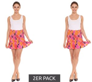 Pack de 2 minifaldas de mujer AjC falda de verano fruncida falda de playa 15382402 naranja/rosa/rojo/morado