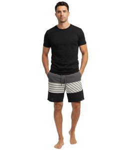 VOLCOM Forzee Short d'été pour homme Short en coton Short de bain rayé A1012002 DCR Noir/Gris/Beige
