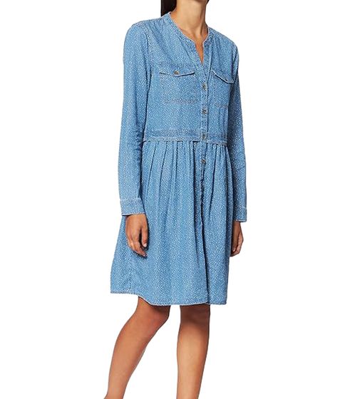 edc by ESPRIT robe chemisier femme robe en jean à pois 010CC1E301 E00 903 bleu/blanc