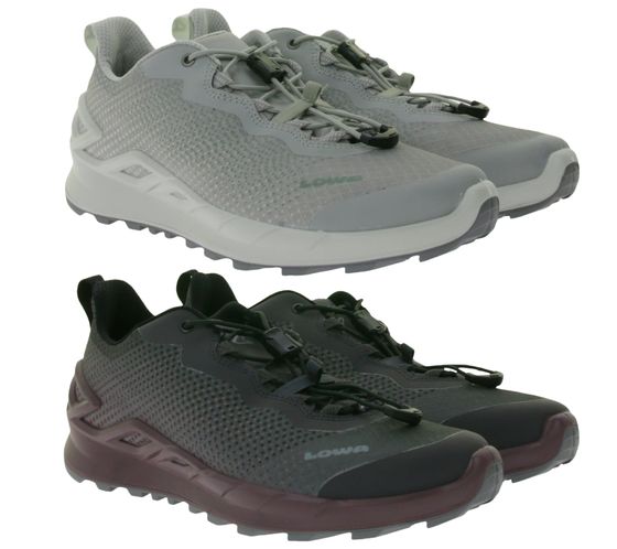 LOWA Merger GTX Lo zapatos de senderismo para mujer con marco MonoWrap zapatos de trekking botas de montaña 320433 gris oscuro/violeta o gris claro/blanco