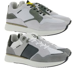 Zapatillas de hombre BULLBOXER con zapatos bajos de piel auténtica viscoelástica con plantilla extraíble 032P2135 gris, blanco