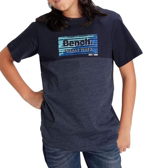 Banco. Camisa infantil de algodón con estampado grande frontal Camisa adolescente manga corta 93886440 Azul oscuro