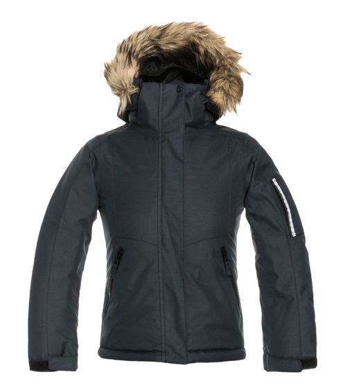 Giacca outdoor per bambini ROXY Meade, giacca invernale alla moda con cappuccio e bordo in pelliccia ERGTJ03130 KVJ0 nero