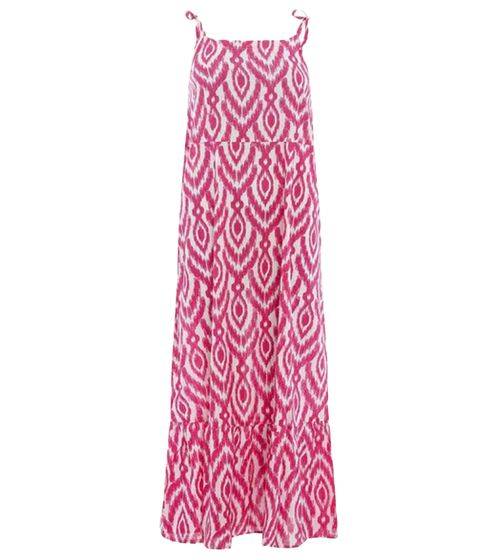 ZWILLINGSHERZ Vestido largo de mujer con lazos Aquarel y estampado de rombos, vestido de verano con tirantes ajustables 33130-1 rosa