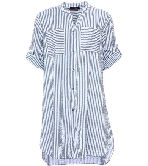 ZWILLINGSHERZ Kida ladies summer dress striped blouse dress made of pure cotton 3012 Blue