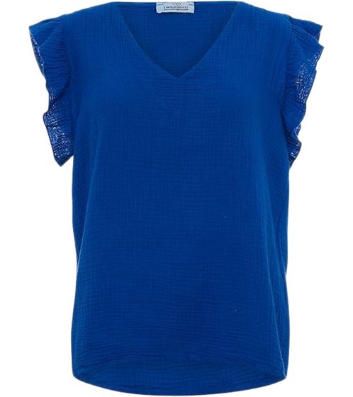 ZWILLINGSHERZ Gisele women's summer blouse, fashionable shirt with ruffle sleeves 2012 blue