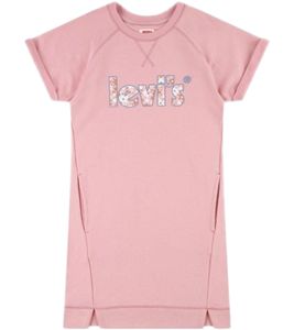 Vestido infantil LEVI'S vestido estilo sudadera a la moda para niñas con logo estampado 54388116 rosa