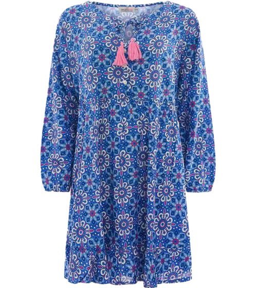 ZWILLINGSHERZ Fine robe d'été pour femme mini-robe avec imprimé all-over 33075 bleu