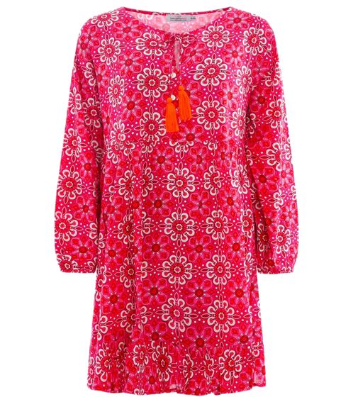 ZWILLINGSHERZ Fine Damen Sommer-Kleid Mini-Kleid mit Allover-Print 33075 Pink/Orange