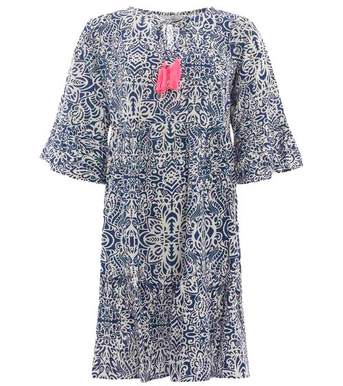 ZWILLINGSHERZ Vestido de verano para mujer EileenZH con estampado de cachemira integral talla única 33113 azul marino