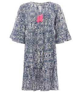 ZWILLINGSHERZ EileenZH Damen Sommer-Kleid mit Allover-Paisley-Muster OneSize 33113 Navy