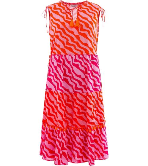 ZWILLINGSHERZ Vestido de verano para mujer Holly sin mangas con estampado integral 33080 rosa/naranja