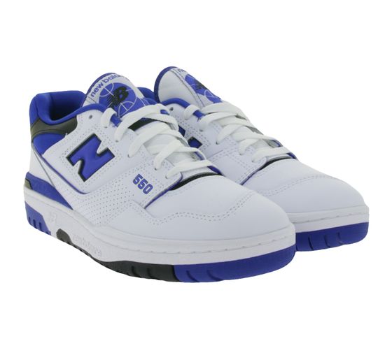 Scarpe sneaker eleganti da uomo New Balance in vera pelle con suola Ortholite BB550SN1 blu/bianco