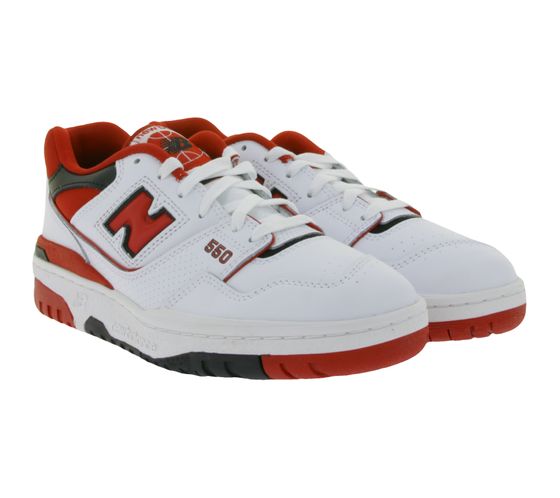 Sneaker New Balance da uomo alla moda in vera pelle con suola Ortholite BB550SE1 rosso/bianco