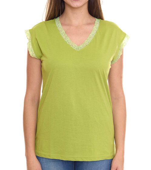 BOYSEN`S top de mujer con detalles de encaje camisa de manga corta 34323651 verde