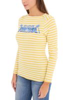 AjC Damen Shirt gestreiftes Langarm-Shirt Baumwolle mit Front-Print 67426709 Gelb/Weiß/Blau