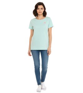 AjC Damen T-Shirt mit Vista Al Mar Rücken-Print kurzärmliges Sommer-Shirt 35732517 Mint-Grün