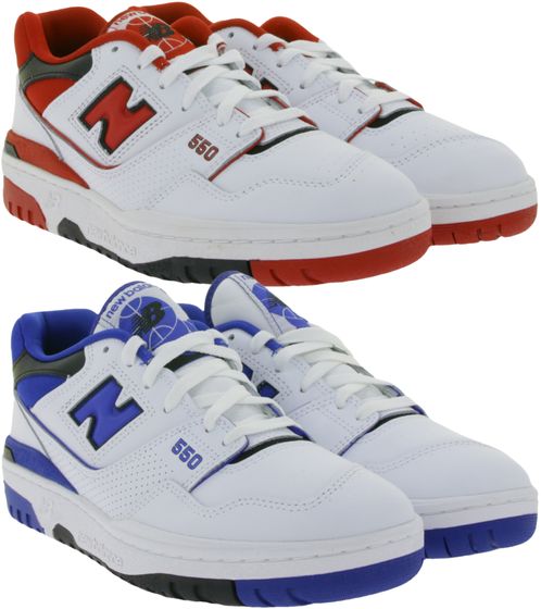 Scarpe sneaker eleganti da uomo New Balance in vera pelle con suola Ortholite BB550S blu/bianco o rosso/bianco