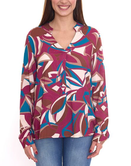 Blusa estiva alla moda da donna Aniston SELECTED con fantasia all-over 59347318 viola/colorato