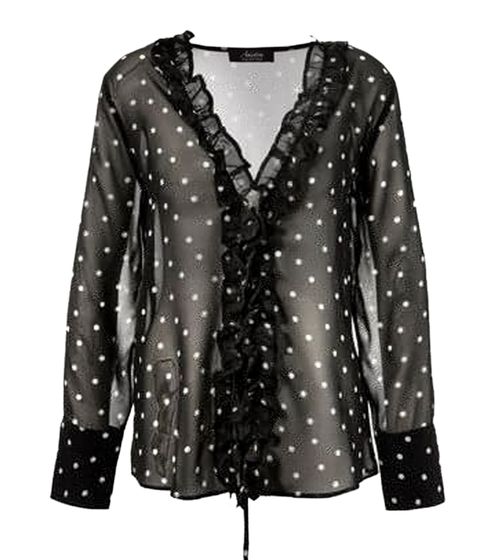 Blusa de verano de mujer Aniston SELECTED con estampado de lunares, blusa de manga larga 61530460 negro