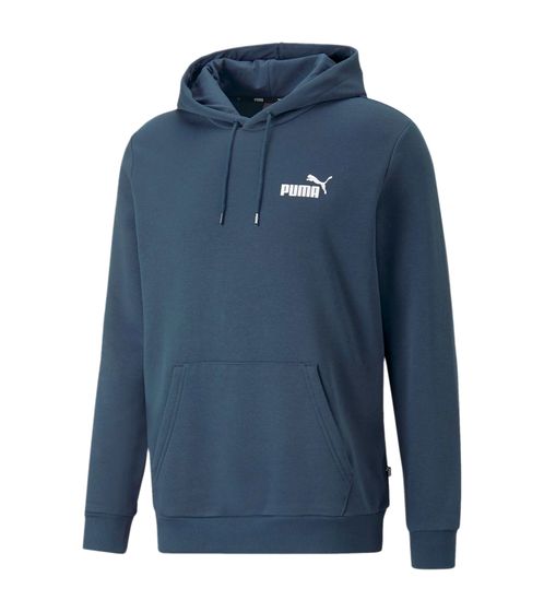 PUMA ESS Logo pull à capuche élégant pour hommes sweat à capuche en coton avec logo sur la poitrine 679631 16 bleu pétrole