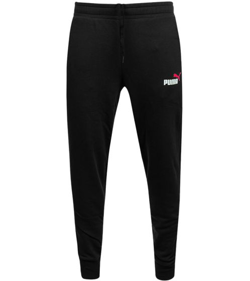 PUMA ESS Logo pantalones de jogging para hombre, elegantes pantalones deportivos con logo 586768 95 negro/rojo